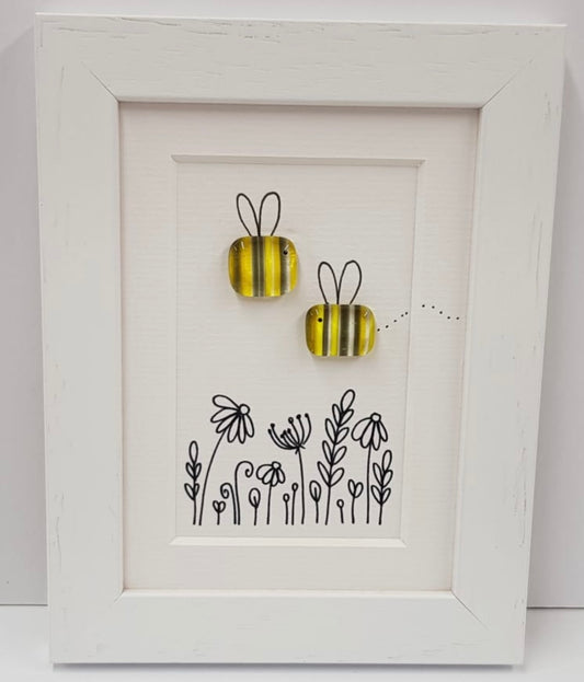2 Bees - Fused Glass Art
