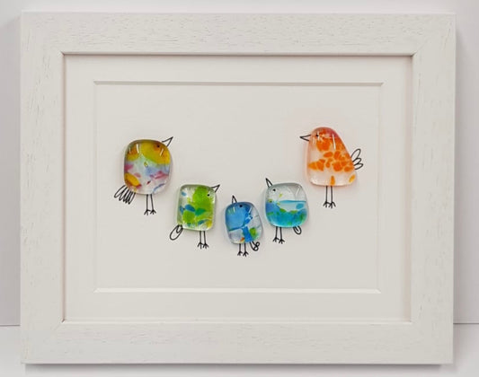 5 Birds - Fused Glass Art