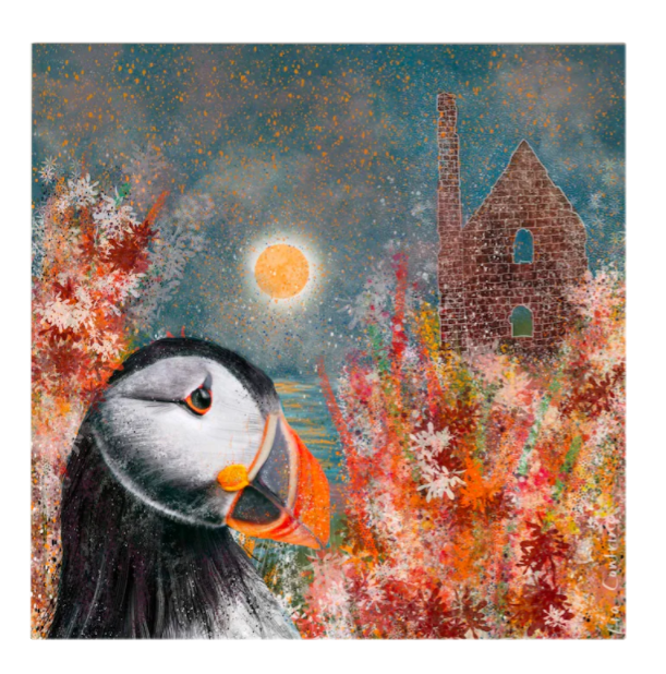 Puffin And Tin Mine - card