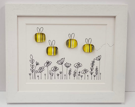 4 Bees - Fused Glass Art