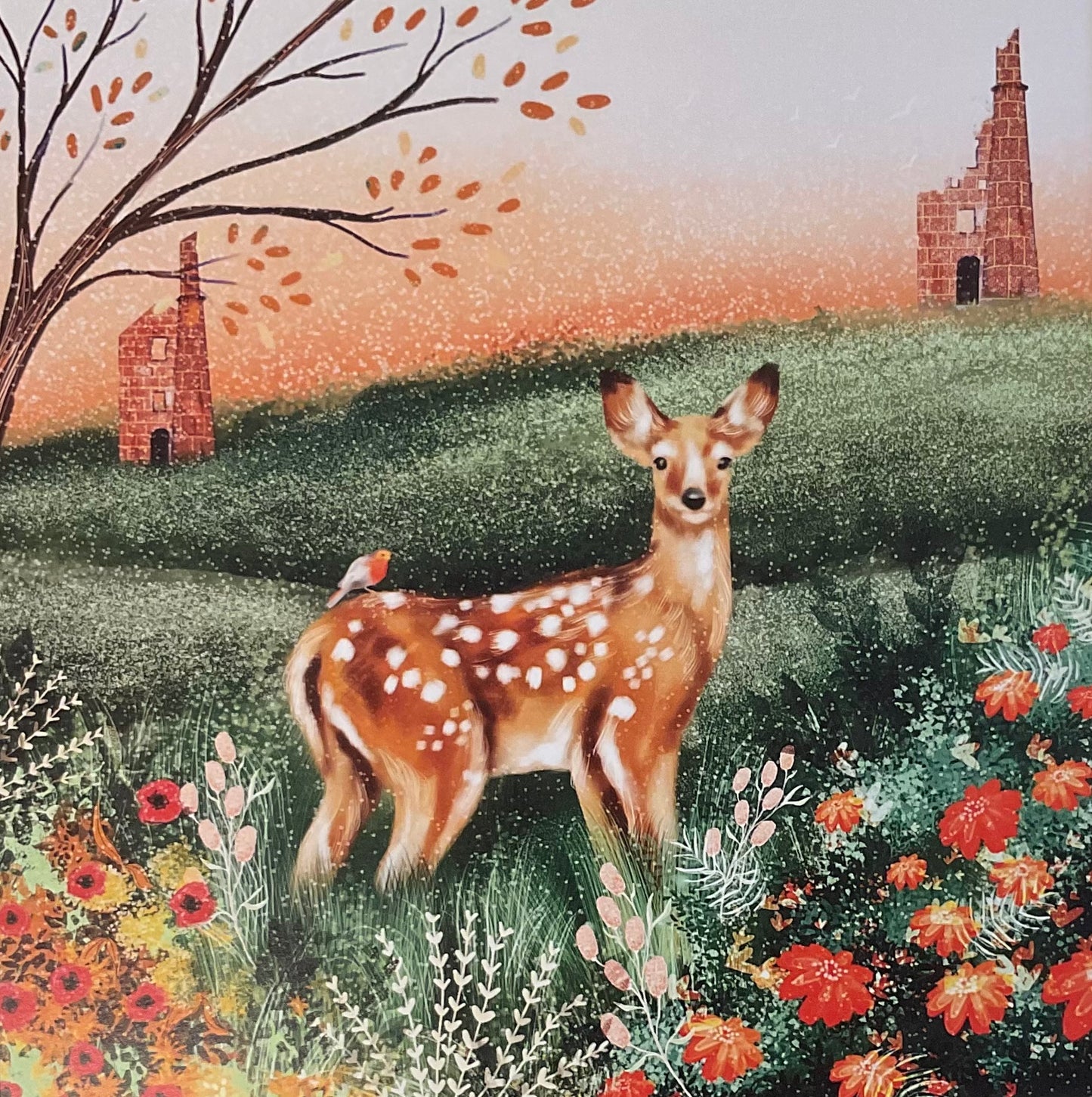 Deer And Robin At Dawn