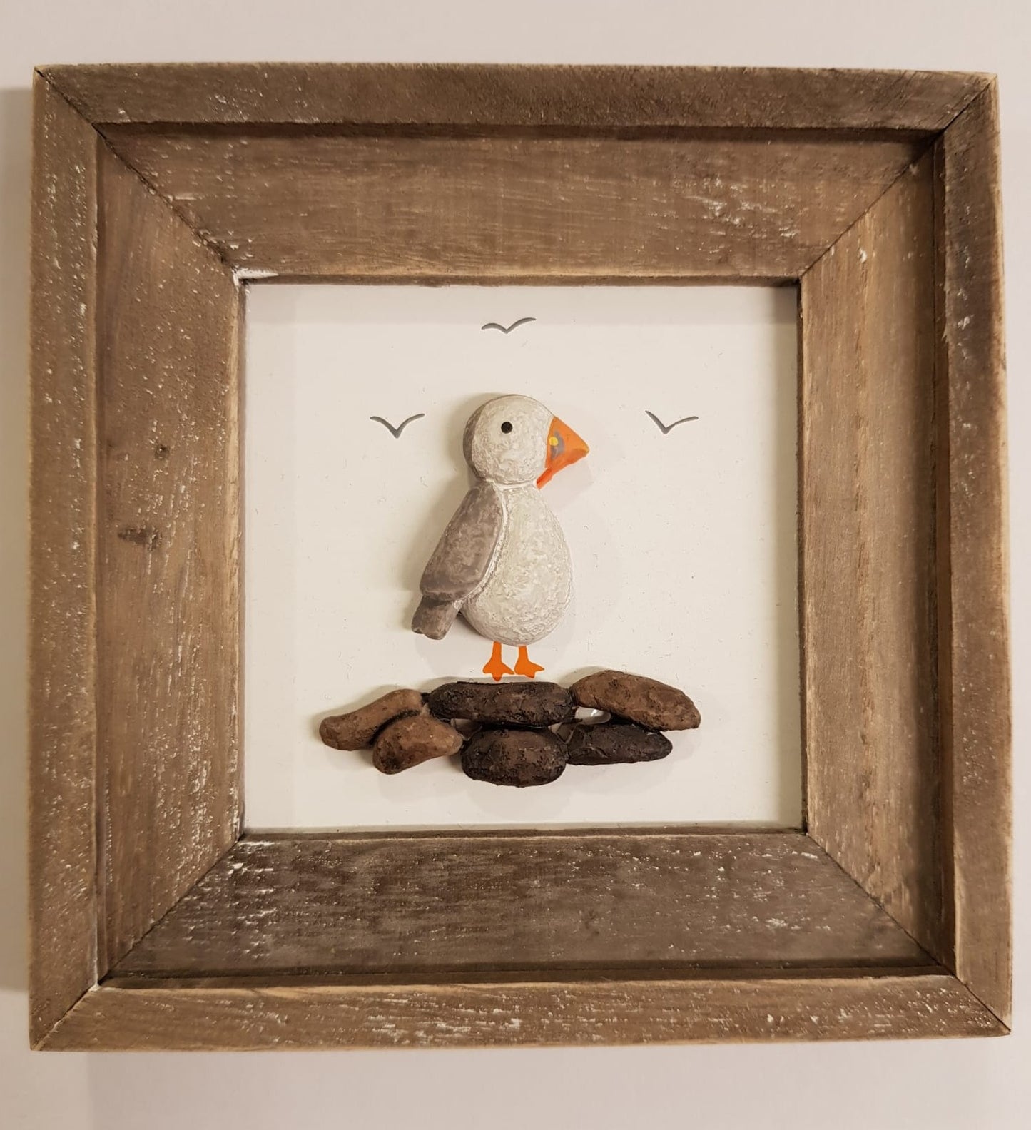 Puffin on the Rocks -  mini wooden frame